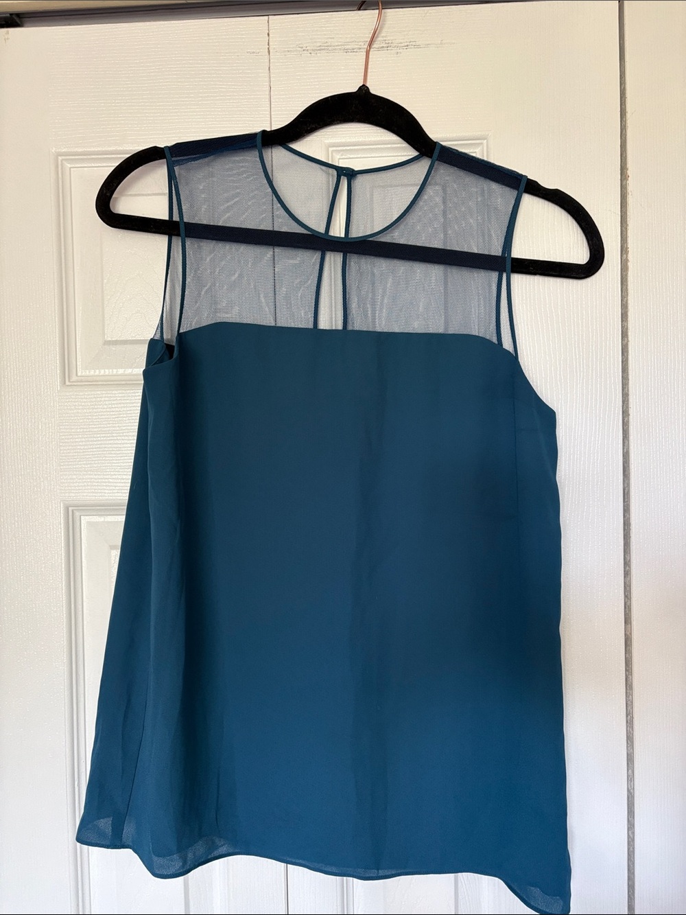 Babaton Teal Mesh-Yoke Sleeveless Camisole